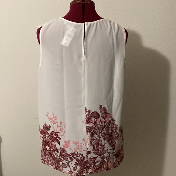 Loft white sleeveless blouse with floral border tie-ups on the shouldersSize M - Picture 2 of 10